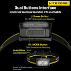 Nitecore NU25 MCT 400 Lumen Ultra Lightweight Multiple Color Temperatures Outdoor Headlamp USB-C Rechargeable Headlight Tag (Normal Headband)