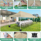 COBIZI 10x30 Canopy Tent, Heavy Duty Pop up Canopy with Sidewalls, Waterproof Easy Setup Tent with Mosquito Netting, Outdoor Instant Screen Tents for Parties, Wedding with Roller Bag, Khaki