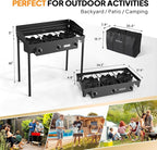 ROVSUN 3 Burner Propane Gas Stove with Carrying Bag, 225,000 BTU Patio Outdoor Camping Burner with Wind Panel & CSA Listed Regulator, Picnic Cooker for Home Patio Cooking Brewing Turkey Frying Canning