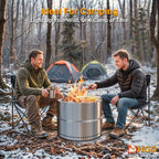 HGD 20 Inch Smokeless Firepit with Grill, Portable Wood Burning Fire Pit for Camping & Backyard, Stainless Steel Outdoor Fireplace with Travel Bag, Easy Setup & Compact Storage - Foldable Design