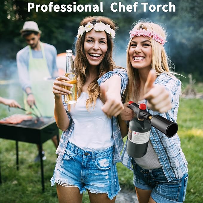 Grill Torch Charcoal Torch Lighter, Campfire Starter,Sous Vide,Kitchen torch,Grill & Cooking Propane Torch included a Meat Thermometer Kit for Charcoal Starter, BBQ Searing(Fuel Not Included)