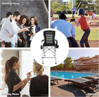 Extra Tall Folding Chairs for Adults 2 Pack, Portable Bar Height Foldable Director Chairs for Camping Outside, Comfortable with Makeup PocketHigh Back and Footrest, Black