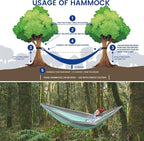 Camping Hammock with Mosquito Net & Rain Fly Tent Tarp & Tree Straps Portable Strong Nylon Hammock Parachute Tent w/Storage Bag for Camping Hiking Backyard Outdoor Backpacking Travel