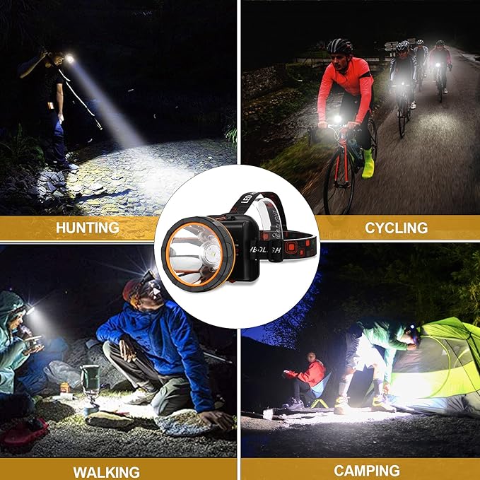 Aikertec Rechargeable Headlamp,High Lumen Super Bright Headlamp Flashlight, 2 Mode, Waterproof, USB LED Headlamp Battery Powered for Outdoor Camping, Fishing, Hunting, Running