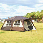 KTT Extra Large Tent 12 Person(A),Awning Family Cabin Tents,2 Rooms,4 Doors and 4 Windows with Mesh,Straight Wall,Waterproof,Double Layer,Big Tent for Outdoor,Picnic,Camping,Family Gathering。