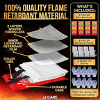 JJ CARE Fire Blanket for Home 40"x40" + 8 Hooks & 8 Gloves, Fire Suppression Blanket, Emergency Fire Blanket for People, Fire Blanket Kitchen, Emergency Use - White