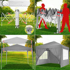 COBIZI Canopy 10x10 Pop Up Canopy Tent with 4 Sidewalls Party Tents for Parties Weddings Backyard Waterproof Canopy Outdoor Commercial Canopy Event Tent with Stakes, Ropes, Grey