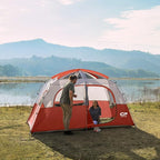 CAMPROS CP Upgraded 6/8 Person Camping Tents, Waterproof Windproof Family Tent with Larger Mesh Windows & Door, Double Layer, Easy Set Up, All-Season Dome Tent with Top Rainfly & Carry Bag