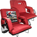 BRAWNTIDE Stadium Seat for Bleachers with Back Support - Wide Padded Reclining Bleacher Seat, Portable Folding Stadium Chair with Armrests, Hooks, Straps, Cup Holders & Pockets for Games & Concerts