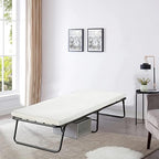 Spring Coil, 14” Folding Bed with 3-Inch Luxurious Memory Foam Mattress, Strong and Sturdy Metal Frame, Portable Guest Bed for Easy Storage, 31-Inch, White