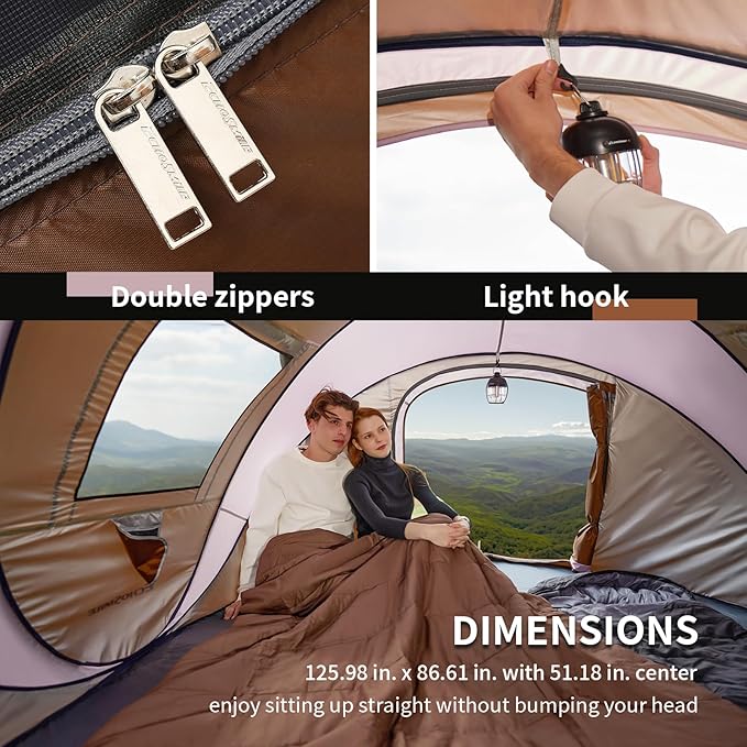 EchoSmile Instant Pop Up Camping Tent, 2/4/6 Person, Easy Setup Tent, Water Resistant Dome, Portable with Carry Bag