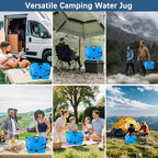 Water Jug Camping 2.1 Gallon Collapsible with Spigot, BPA Free Portable Water Pouch Foldable Water Bags for Outdoor Hiking, Travel and Emergency & Water Storage Containers (Blue-1Pcs)