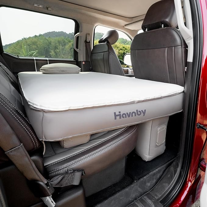 Truck Cabin Mattress, TPU Air Foam Camping Bed for Back Seat, Inflatable CozyPad with Rechargeable Built-in Pump, Portable Sleeping Mattress for RAM Pickup Trucks
