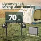 Titanker Folding Camping Table 2ft, Small Folding Camp Table Portable with 50% Extra Space, Small Picnic Table, Portable Beach Desk, Car Camping Essentials, Aluminum Light & Solid