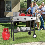 ROVSUN 3 Burner Outdoor Propane Burner with Ignition & Regulator, 225,000 BTU Powerful & Portable Gas Stove Outdoor Stand Cooker for Backyard Patio Cooking Home Camping Brewing Canning Turkey Frying