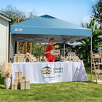 CROWN SHADES 10x10 Pop Up Canopy with 1 Side Wall - Beach Tent with One Push Setup - Outdoor Sun Shade for Events, Parties, Camping - Gazebo with STO-N-Go Cover Bag (Cyan Blue)