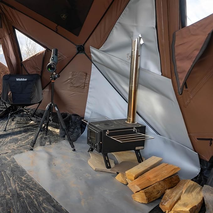 Gazelle Backcountry™ Stove Jack Kit – DIY-Ready Fireproof Window Panel & Heat-Resistant Floor Mat for Backcountry Shelters, Customizable Chimney Port, Includes Carry Bag, GBCA02