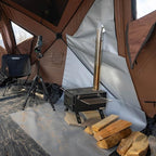 Gazelle Backcountry™ Stove Jack Kit – DIY-Ready Fireproof Window Panel & Heat-Resistant Floor Mat for Backcountry Shelters, Customizable Chimney Port, Includes Carry Bag, GBCA02