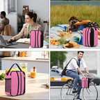 BEIMILY Lunch Box for Men Women Adults,Small Insulated Lunch Bag for Office Work Picnic,Reusable Portable Lunchbox,Soft Cooler Tote Bag(Pink)