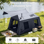 ABORON 2/6/8/10/12 Person Inflatable Camping Tent, Easy Setup Blow Up Tent with Hand Pump, PU3000mm Waterproof & Breathable 4 Season Glamping Tent for Outdoor Camping