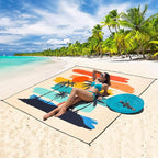 Beach Blanket Waterproof Sandproof Beach Mat 79" X 83"/10'x9'for 2-8 Adults Quick Drying Outdoor Picnic Mat Beach Accessories for Travel, Camping, Hiking