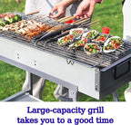 Portable Charcoal Grills, Stainless Steel BBQ Grill with Foldable Stand Adjustable Air Vents, Kebab Skewer BBQ Barbecue Grill Kit for Garden Backyard Party Picnic Travel Outdoor Use (31.6x7.1inch)