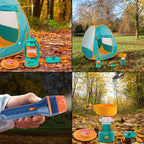Kids Camping Set Pop Up Play Tent & Space Projector Flashlight- Outdoor Campfire Toy for Toddlers Kids - Pretend Play Camp Gear Tools for Birthday Christmas