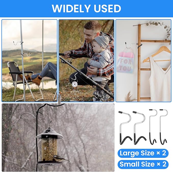 4Pcs Camping Lantern Hooks, Adjustable Backpack Hooks for Tent Lights, Tent Hooks for Outdoor Lights, Camping Light Hook, Grill, Hiking