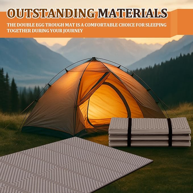 Double Sleeping Pad Closed Cell Foam Pad with Bag for Camping Backpacking Lightweight Mat, 72 x 45.67 in Moisture-Proof Mattress Portable for Outdoor Hiking Mountaineering