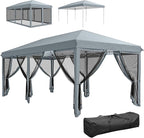Outsunny 10' x 20' Pop Up Canopy Tent with Netting, Heavy Duty Instant Sun Shelter, Large Tents for Parties with Carry Bag for Outdoor, Garden, Patio, Gray
