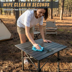 Folding Camping Table, Portable Lightweight Beach Tables for Sand Foldable, Aluminum Roll-up Folding Square Table for Outdoor Camping, Picnic, Card, Travel