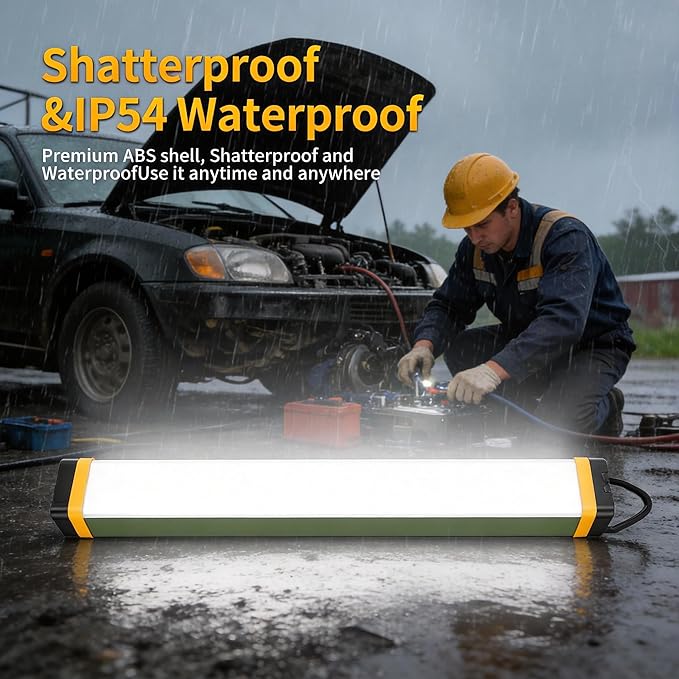 Mechanic Work Light, 7000LM Magnetic Work Lights, Rechargeable LED Work Light Bar, Portable Cordless Underhood Work Lights with Hooks for Inspection Workshop Emergency