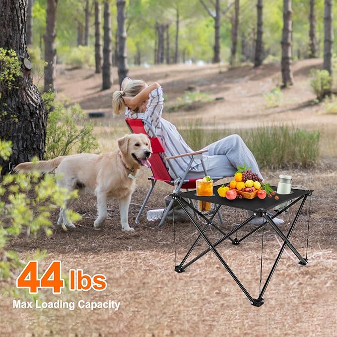Folding Camping Table, 600D Oxford Portable Picnic Tables Lightweight Folding Table Beach Table with 2 Cup Holder for BBQ Outdoor Fishing Beach Picnic and Outdoor Activities