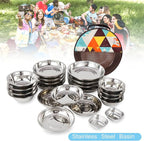 22-piece Portable Dinner Plate Self-driving Barbecue Soup Bowl Dish Set for Outdoor Camping Hiking Tableware