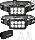 Rechargeable Headlamp 2 Pack, 2500 Lumen Bright 8 LED Headlight, 10 Modes Adjustable Motion Sensor, USB-C Waterproof Head Flashlight, Outdoor Hiking Camping Fishing (8 Led Headlamp)