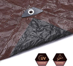 15 x 30 FT Waterproof Heavy Duty Tarp, 10 Mil Thick, Outdoor Furniture Covers, Plastic Insulated Tarpaulin for Camping Tent Roof Boat Patio Pool Cover, Large & Small Multi-Size Tarps, Brown/Black