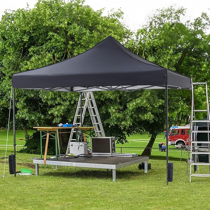 NEWBULIG 10x10 FT Pop Up Canopy Easy Up Tents for Camping Parties Events Beach Backyard Portable Outdoor Shelter Heavy Duty Instant Sun Shade with Sand Bags, Grey