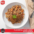 KJ Poultry Kosher Ready Meals - Beef Lamb Kabob & Quinoa, MRE Meat Meals Ready to Eat (1 Pack) Prepared Entree Fully Cooked, Shelf Stable Microwave Dinner Travel, Military, Camping, Emergency Survival