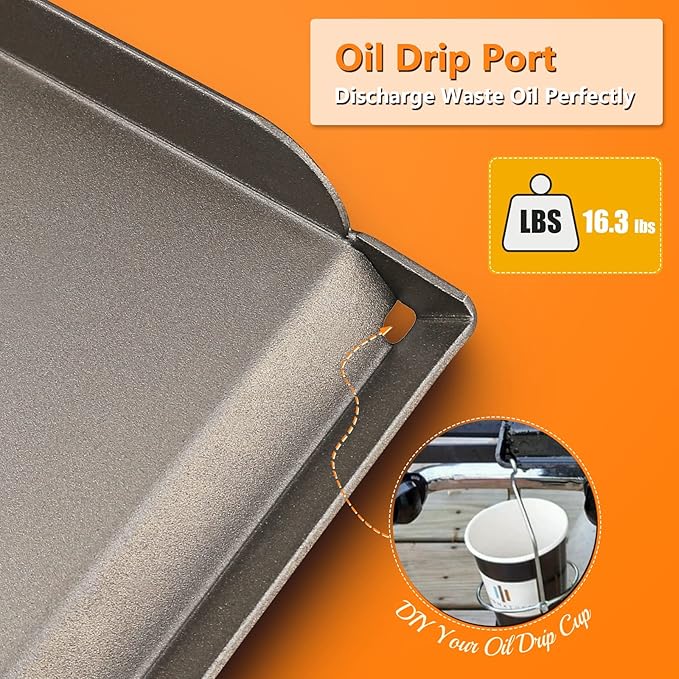 Hisencn 2 Burner Griddle for Camp Chef Stove, Flat Top Griddle for Gas Grills, Portable Griddle with Oil Drip Port, Camping Griddle for Camp Chef 14" Cooking Systems, Outdoor Cooking Equipment, 14x32“