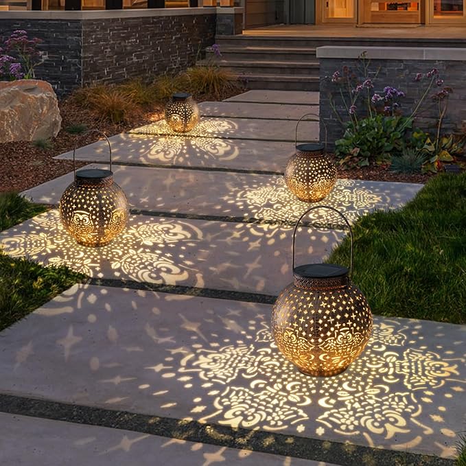 Solar Lanterns Outdoor Waterproof Garden Decorative Lights Owl Hanging Solar Lanterns for Patio, Table, Pathway, Balcony, Lawn, Yard Decor 2 Pack