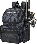 PLUSINNO Cooler Fishing Backpack with Rod Holders 45L Large Water-resistant Fishing Tackle bag Store Fishing Gear Fishing Gifts for Men Father, Sport Bags