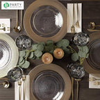 PARTY BARGAINS 13-Inch Charger Plates - 8 Pack, Clear Gold Textured Rim, Heavy-Duty Disposable Chargers for Elegant Dining - Ideal for Weddings and Formal Events