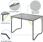Portable Folding Grill Table, 3ft Outdoor Grill Table with Mesh Tabletop, Metal Grid Table for Camping, Picnic, BBQ, RV
