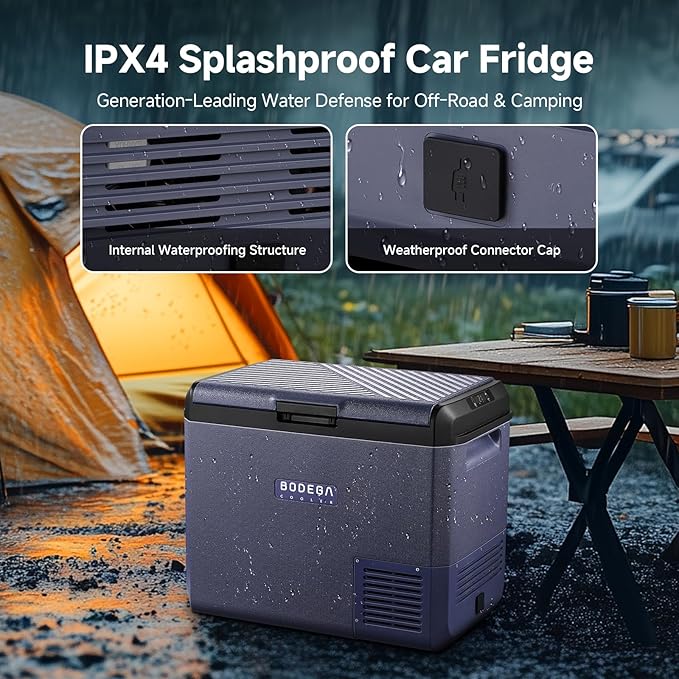 BODEGA BODEGACOOLER 12v Car Refrigerator, 63QT(60L) IPX4 Waterproof Electric Cooler, APP Control Car Fridge with 12/24V DC 110-240V AC, -4℉~68℉, Portable Freezer for Truck Van RV Camping, Travel,Home