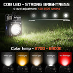 Portable Camping Light, 3500LM Adjustable LED Camping Lantern Rechargeable with 2.5-15H Runtime&Screen, Alloy Waterproof Flashlight for Power Outages, Emergency, Hurricane(Black)