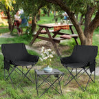 Leonyo 2 Pcs Portable Camping Chairs for Adults, Oversized Lawn Chair with Folding Camping Table for Outdoor Sports, Fishing, Rv Travel, Beach, Picnic – Black