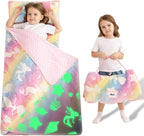 Toddler Nap Mat with Pillow and Blanket, Extra Large Rolled Napping Mats,Slumber Bags for Boys Girls,Kids Sleeping Bag for Daycare, Preschool Travel Camping