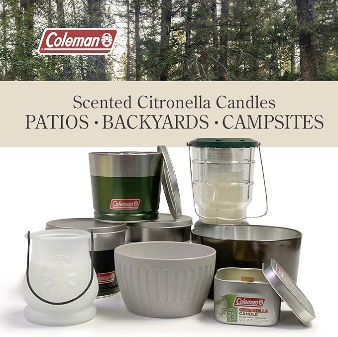 Coleman Citronella Candle 11oz – Outdoor Candle in Retro Cooler Tin – Long-Lasting Decorative Candle for Patio, Camping, Backyard, BBQ & Travel, Green