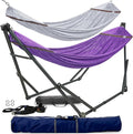 Tranquillo Combo x2 Hammocks with Stand for Outside & Tree Straps, Heavy Duty Hammock with Stand 600lbs for Indoor Outdoor Patio Backyard, x2 Hammocks for 2 Person (Combo - Purple, Medium)