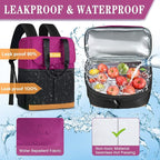 Backpack Cooler with Double Decker & 12 Ice Packs- Keeps 36 Cans Cold for Up to 24 Hours- Waterproof & Leak Proof Insulated Cooler Backpack- Stylish Cooler Bookbag for Women Travel Work Beach